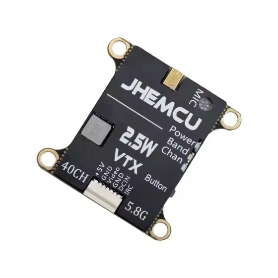 JHEMCU 2.5W VTX 5.8G 40CH Adjustable Microphone Plastic Heat for 2-6S 30X30mm RC Airplanes Long Range Drone